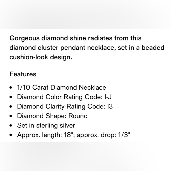 NWT Diamond Cluster Silver Pendant Necklace - Picture 4 of 6